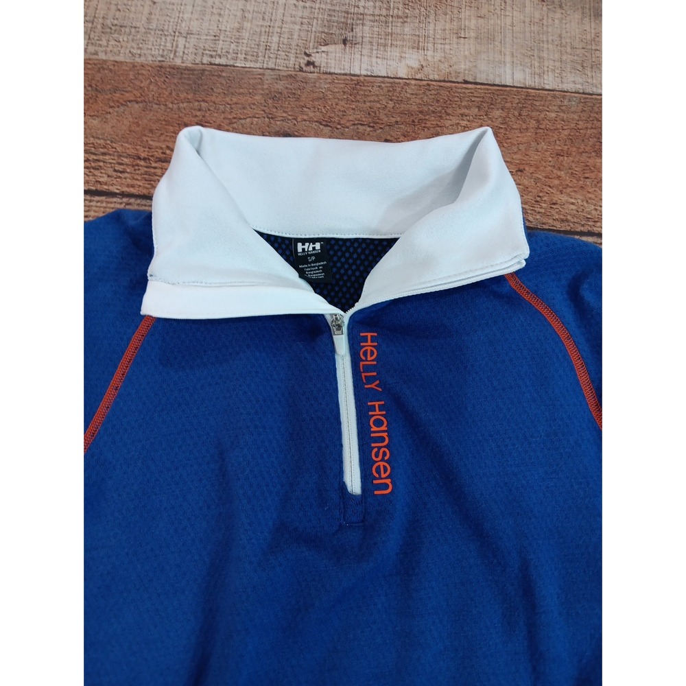HELLY HANSEN Blue‎ Wool Collection Quarter Zip Lightweight Size Small P 2059